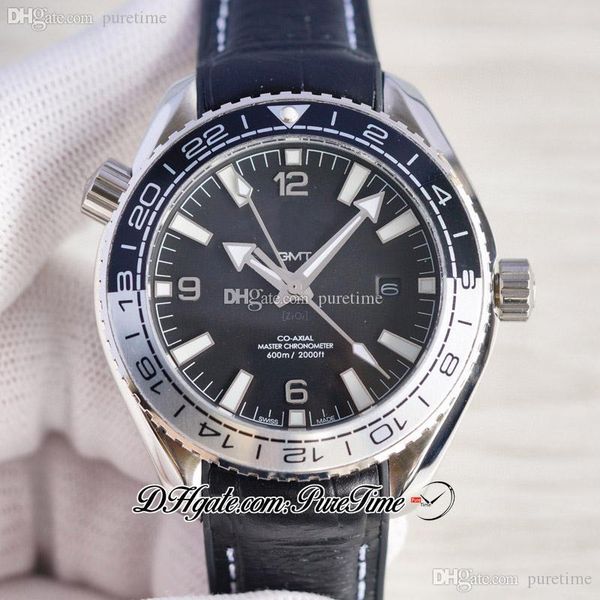 

diver 600m gmt a21j automatic mens watch black dial white markers leather strap 215.33.44.22.01.001 watches 7 style puretime i39b2, Slivery;brown