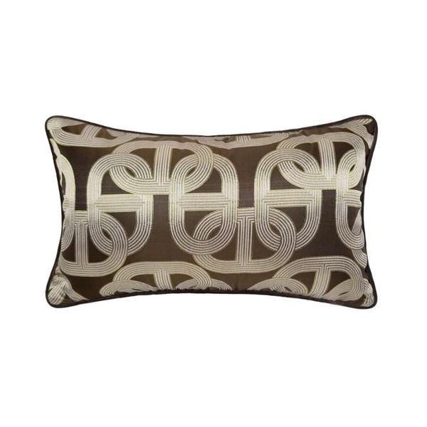 Almofada/travesseiro decorativo clássico moda geométrica tecido marrom marrom pipping 30x50cm Decoração de casa travesseiros lombar