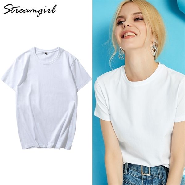 

womens tshirt basic white t shirt women cotton summer plus size short sleeve loose womens tee shirts for ladies tshirts cotton 210320