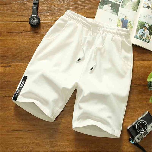 Shorts de estilo japonês masculino shorts esportivos de corrida de poliéster para homens casuais cintura elástica shorts sólidos roupas estampadas brancas 210322