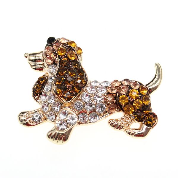 10 PCs/lote vendendo o broche de broche chique de cristal shinestone esmalte animal basset hound cão pinos para homens homens do presente