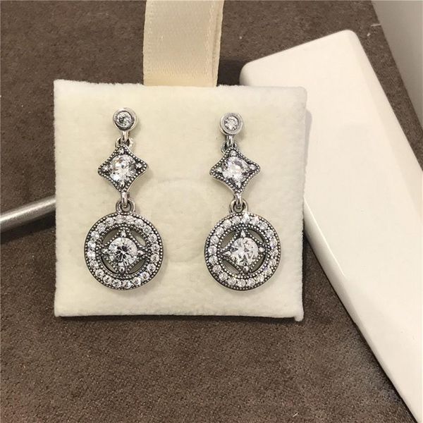 

whole- intoxicating vintage earrings for pandora 925 sterling silver cz diamond temperament ladies earrings luxury designer je217c, Golden;silver