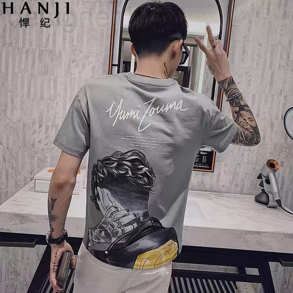 

men's t-shirts designer short sleeved men's fashion brand trend versatile ins round neck half t-shirt summer 2022 new couple', White;black