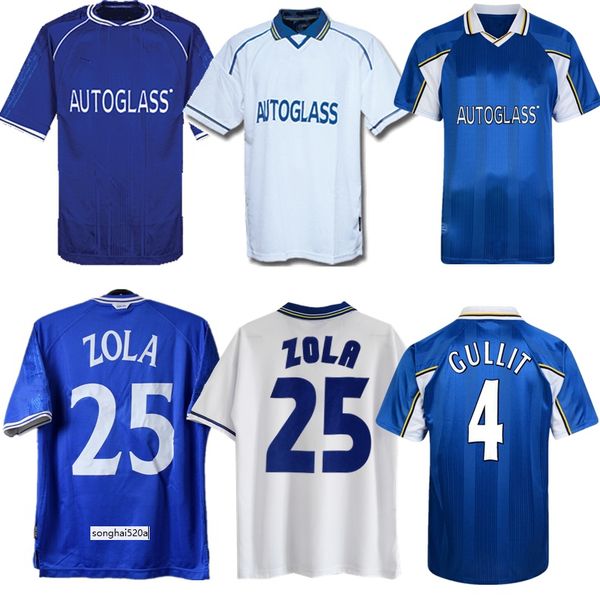 

1997 1998 1999 2000 2001 zola vialli wise retro soccer jersey leboeuf di matteo hughes desailly gullit vintage classic football shirt, Black;yellow