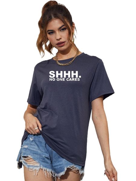 

slogan graphic round neck tee e7dx#, White