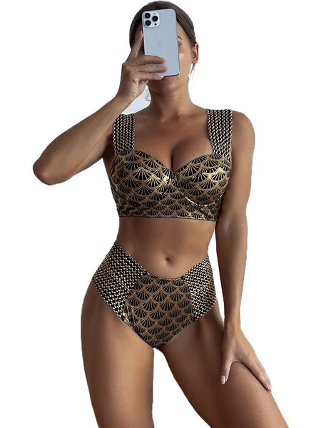 

metallic stitch detail push up bikini swimsuit c1tv#, White;black