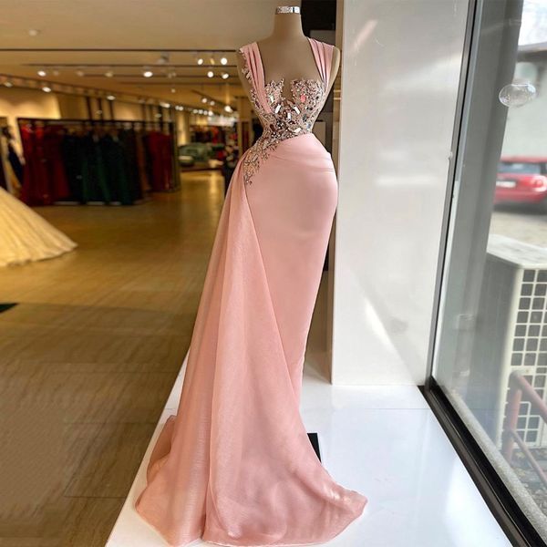 

pink evening dresses sleeveless v neck spaghetti straps satin floor length train lace sparkling beaded appliques sequins sparkling celebrity, Black;red