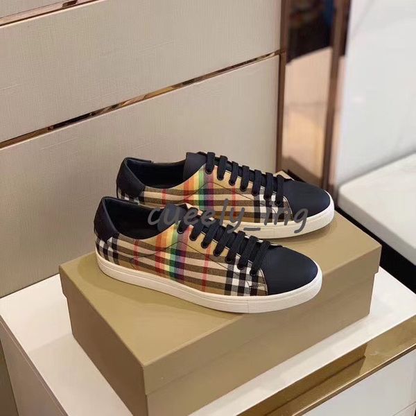 

men's luxury plaid formal casual shoes stripe comfortable sneakers designer classic outdoor flat rubber soles 40-45, Black
