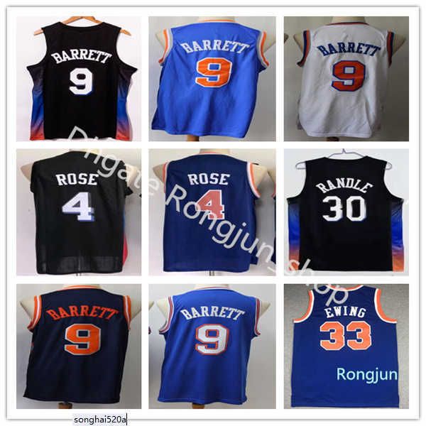 2021 Maglie da pallacanestro 4 Derrick 9 RJ Rose Barrett 30 Julius Randle Jersey Maglie cucite di alta qualità Black City Blue Whi