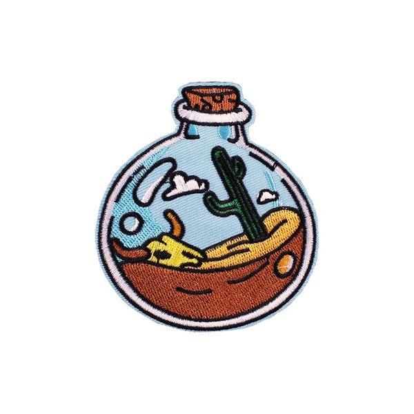 

cartoon desert bottle embroidery patches sewing notions iron on for clothing kids shirts bags hats custom patch, Black