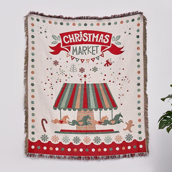 180*130 cm de acampamento ￠ prova de um tapete de acampamento Jacquard Tapestry Christmas Multifunction Sof￡ cobertor