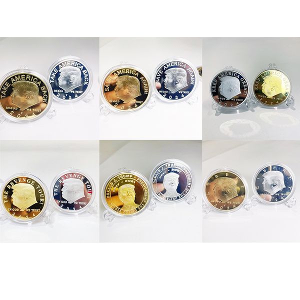 

trump coin 2024 american president general election gold coins craft silver badge metal