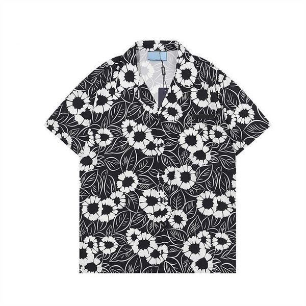

22ss summer designer men's hawaii short-sleeved silk bowling shirt casual shirts vintage lines of this luxury short sleeve dress 67y1, White;black