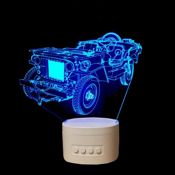 Luzes noturnas Carro Vintage 3D Luz de mesa USB Lâmpada 5 Alteração de cor para o quarto da criança atmosfera presente noite