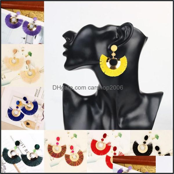 

dangle chandelier earrings jewelry bohemian tassel handmade ethnic style fan-shaped fringe earring women birthday gi dh2gb, Silver