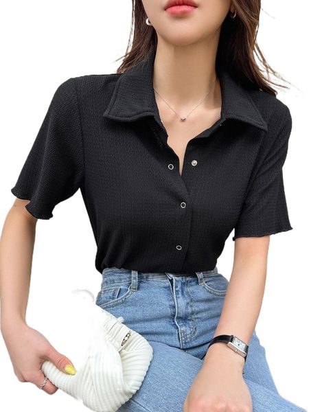 

dazy solid button up textured shirt d6hg#, White