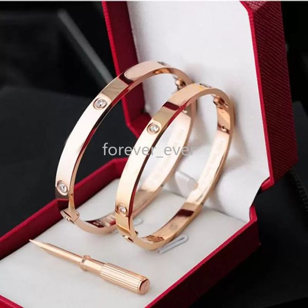 

forever_ever [with box] sellers bracelets screw bangles 316l titanium steel wrist band cz stone bangle screwdriver bracelet, Golden;silver