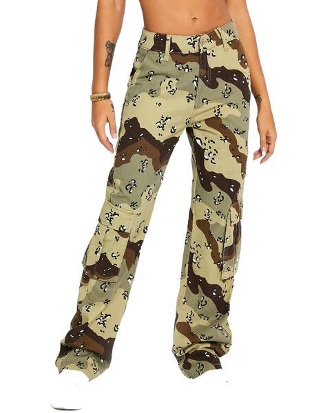 

camo print flap pocket side cargo jeans x7hr#, Blue