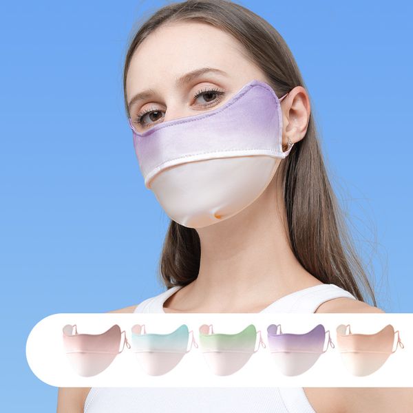 Farbverlaufsmaske Augenschutz Sonnenschutzmaske hängendes Ohr staubdicht UV-beständige Anti-Haze-Gesichtsmasken aus Eisseide