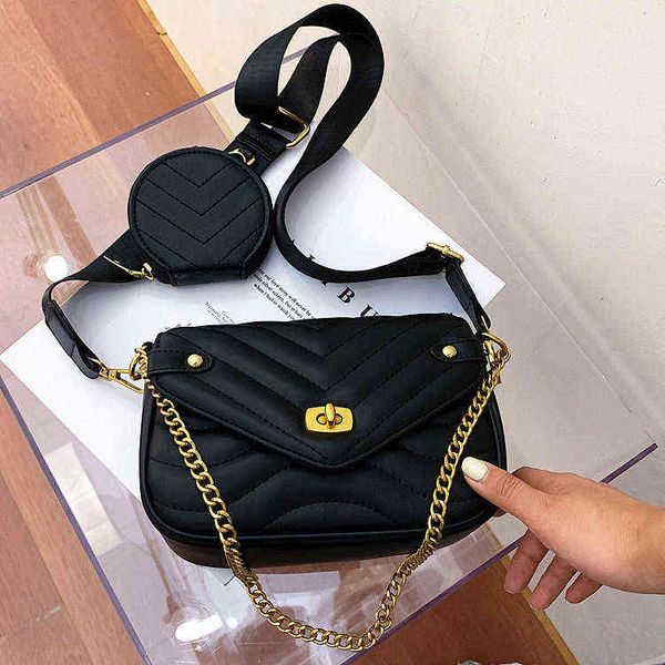 Bolsas de noite pequenos ombro de couro pu para mulheres 2022 New bolsa e bolsas femininas viagens crossbody ladies cadeia saco saco 2 pcs/conjunto 220709