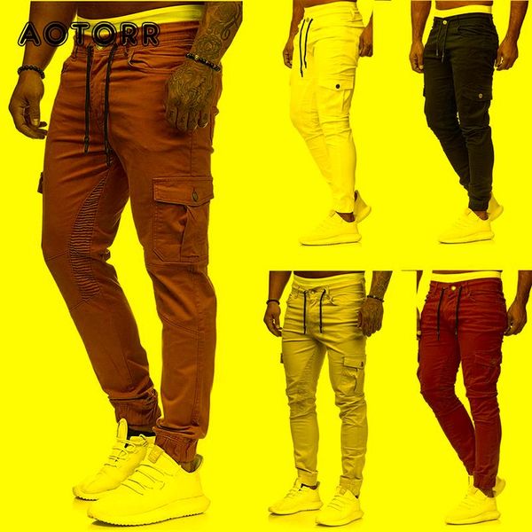 

men's pants mens hip hop cargo cotton joggers casual male breathable sport daily wear harem slim fit full lengthmen's, Black