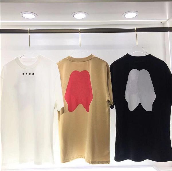 

22ss designer tide t shirts chest letter laminated print short sleeve high street loose oversize casual t-shirt 100% pure cotton for men an, White;black
