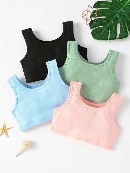 

baby 4pcs solid crop tank she, Blue
