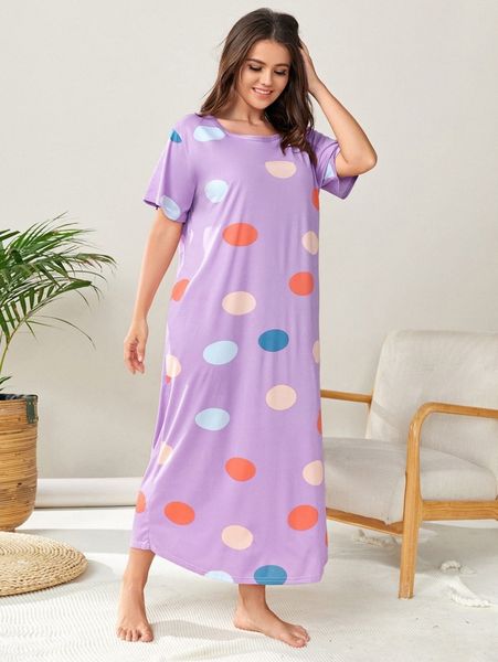 

plus polka dot nightdress s0yi#, Black;white