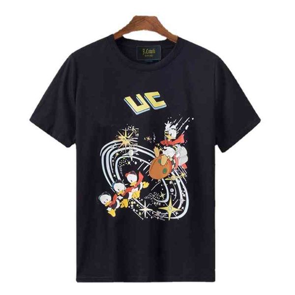 

summer new print donald loose women's t-shirt couple half sleeve fashion, White