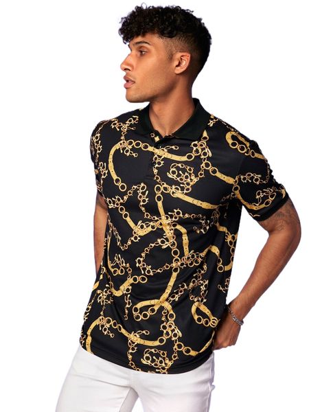 

men chain print polo shirt j5pu#, White;black