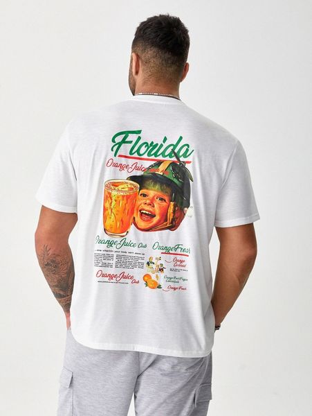 

extended sizes men slogan & figure graphic tee n2du#, White;black