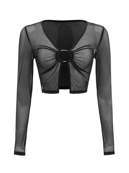 

ruched o-ring detail mesh b6nl#, White