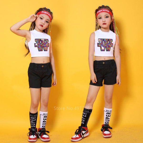 Kleidung Sets Kinder Cheerleader Wettbewerb Set Baby Mädchen Phantasie Schule Gymnastik Tanz Tragen Kostüm Top Rock Hosen 110-160CMKleidung