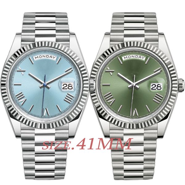 

mens ladies automatic date watch 41mm stainless steel bracelet movement mechanical waterproof luminous watch, Slivery;brown