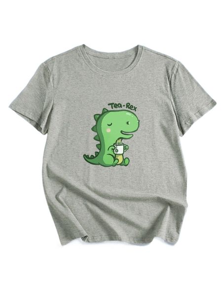 

romwe x mschibious cartoon dinosaur graphic tee x0st#, White