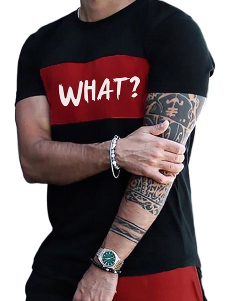 

men color block letter graphic tee y4f2#, White;black