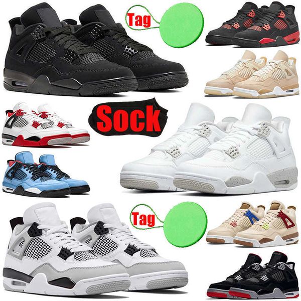 

sock tag 4 4s mens basketball shoes red thunder lightning shimmer university blue white oreo cactus jack military black cat men trainers