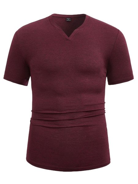 

men solid notched neck tee v5zz#, White;black