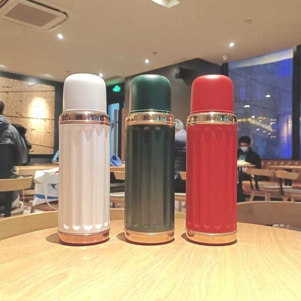 

starbucks water cup elegant white retro red classic green stainless steel thermos cup cover small mark accompanying cup coffee
