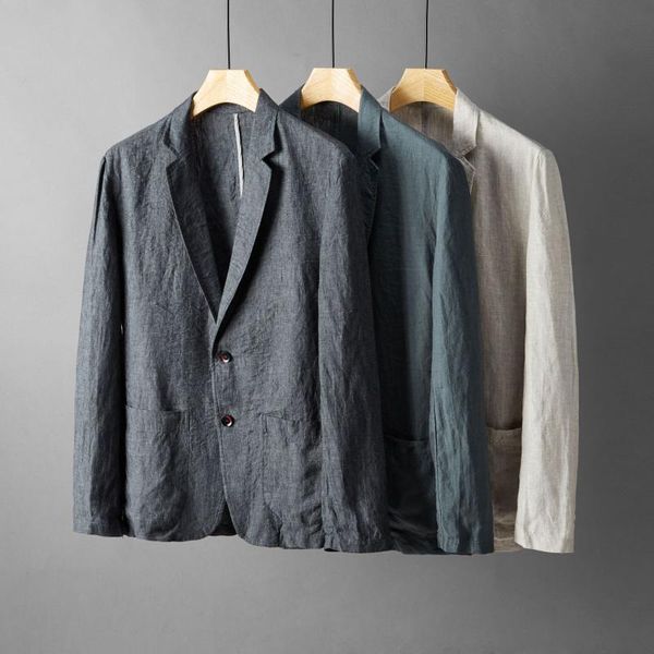 Jackets masculinos Autumn Casual Blazer Men Solid Color Sold All-Match Sits Pure Linen PLUS TAMANHO DESLIGADO RESPONDIME