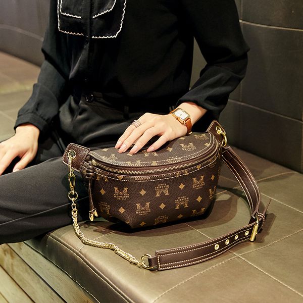 

luxury oversized fanny pack for women korean fashion belt bag designer waist chest bag brown purses crossbody bum bag wallet