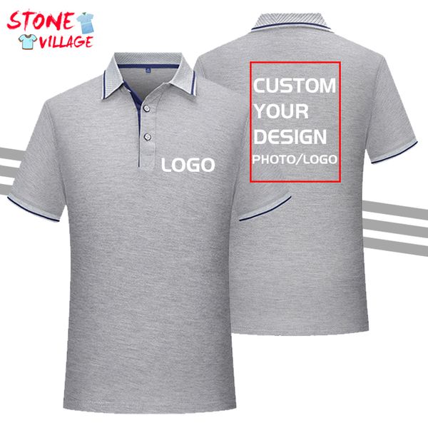 Пользовательские рубашки поло для мужчин Slim Fit Work Work Fork Рубашка Деловая повседневная гольф -топ с твердым цветом с полосками Принт 220722