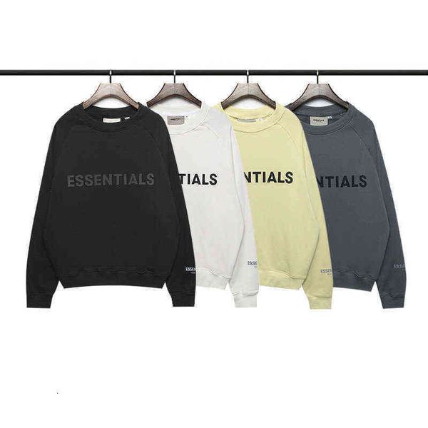 

autumn winter hoodie double thread essentials reflective letter men's and women's plush sweater classic loose trend eye-catching c, Black