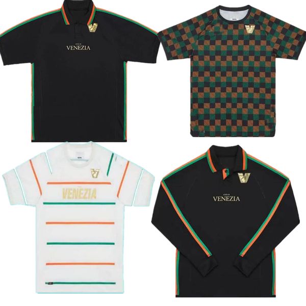 

venezia fc soccer jerseys 22-23 home black away third 4th football shirts aramu forte venice 3rd 2022 busio uniform pre match trainning shir, Black;yellow