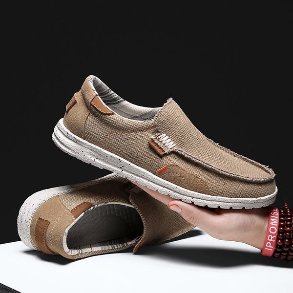 

fashion trend men canvas shoes luxury brand light-weight mens loafers breathable men casual shoes driving shoes plus size 39-48, Black