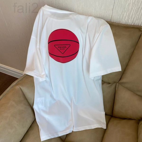 

women's t-shirt designer chaopai 22 early spring new loose round neck back letter printing spherical triangle short sleeve t-shirt wome, White