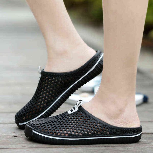 

sandals summer men women slippers quick dry bathroom indoor massage home slides outdoor clogs garden shoes beach sandals mules 220623, Black