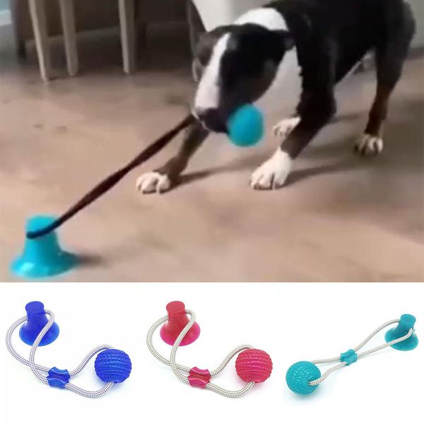 Cão interativo copo de sucção push tpr ball brinkings elástico cordas cães limpeza de dentes mastigando tocando q tratam brinquedos de cachorro de estimação suprimentos de cachorro 0727