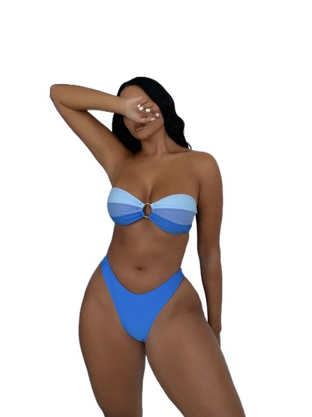 

colorblock ring linked bikini swimsuit j5iq#, White;black