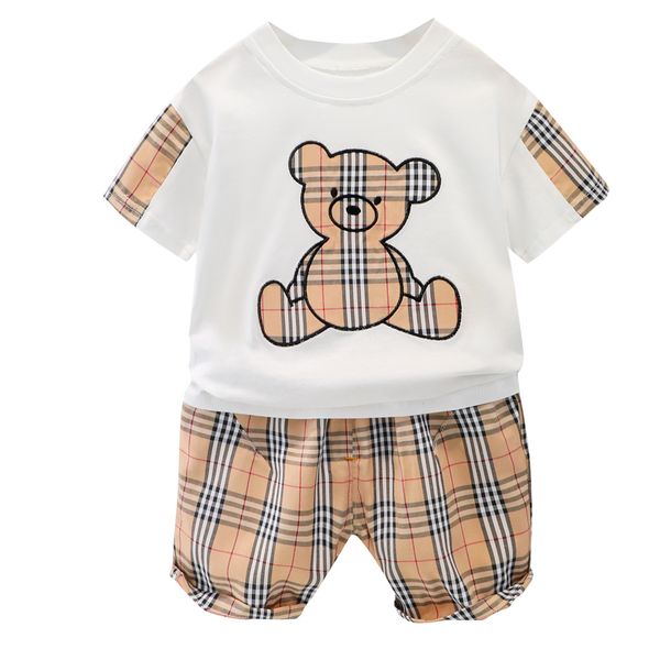

baby boy print clothing set cartoon print short sleeve t shirts shorts 2 pcs set boutique kids clothing sets, White